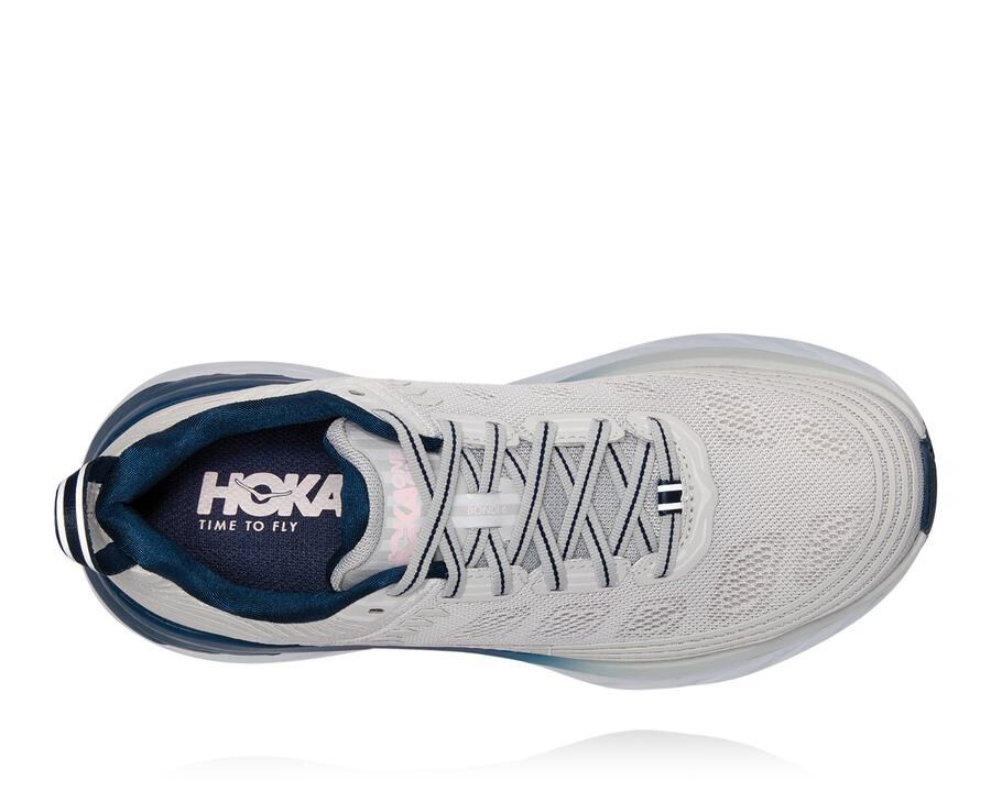 Hoka One One Womens Walking Shoes - Bondi 6 - Grey - THMW62974